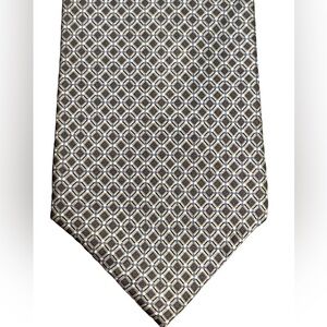 🔥👔PERRY ELLIS 100% silk tie. Silver gray with dot pattern in charcoal & blue‼️